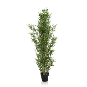 Plante artificielle verte BAMBUS aux feuilles étroites dans un pot noir de hjh OFFICE