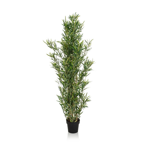 Plante artificielle verte BAMBUS aux feuilles étroites dans un pot noir de hjh OFFICE