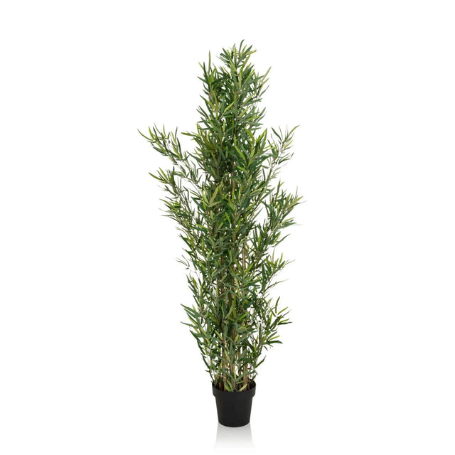 Plante artificielle verte BAMBUS aux feuilles étroites dans un pot noir de hjh OFFICE