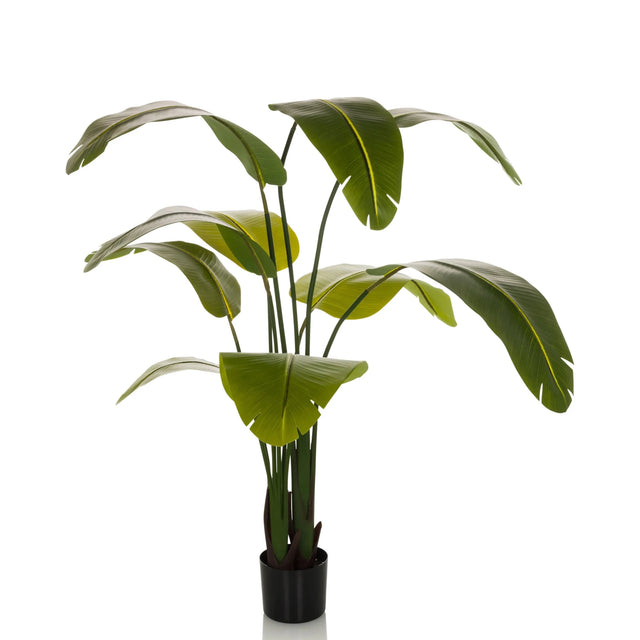 Plante artificielle verte BANANE aux grandes feuilles dans un pot noir de hjh OFFICE