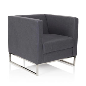 Fauteuil rembourré BARBADOS gris foncé avec structure métallique argentée de hjh OFFICE
