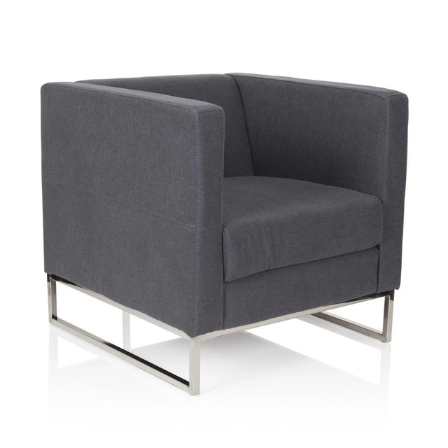Fauteuil rembourré BARBADOS gris foncé avec structure métallique argentée de hjh OFFICE