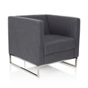 Fauteuil rembourré BARBADOS gris foncé avec structure métallique argentée de hjh OFFICE