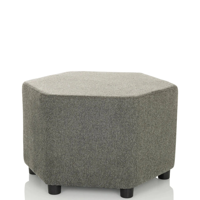 Tabouret rembourré gris BAREO avec revêtement en tissu structuré et courts pieds noirs de hjh OFFICE