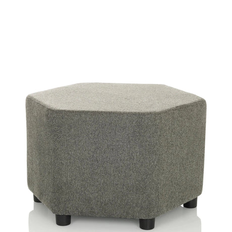 Tabouret rembourré gris BAREO avec revêtement en tissu structuré et courts pieds noirs de hjh OFFICE