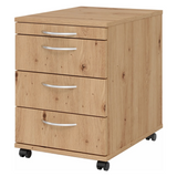 Caisson à roulettes BARI 1606 aspect chêne frêne avec quatre tiroirs et poignées incurvées de hjh OFFICE PRO