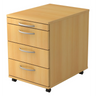 Caisson à roulettes BARI 1606 en plastique couleur hêtre avec quatre tiroirs et poignées incurvées de hjh OFFICE PRO