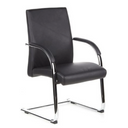 Chaises cantilever BAROLO V noires avec accoudoirs et piètement luge chromé de hjh OFFICE