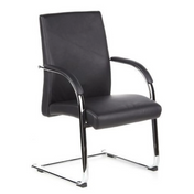Chaises cantilever BAROLO V noires avec accoudoirs et piètement luge chromé de hjh OFFICE