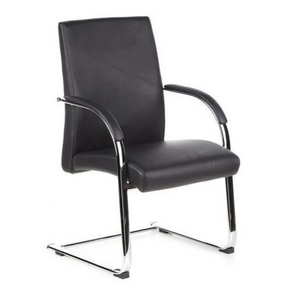 Chaises cantilever BAROLO V noires avec accoudoirs et piètement luge chromé de hjh OFFICE