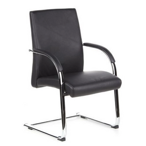 Chaises cantilever BAROLO V noires avec accoudoirs et piètement luge chromé de hjh OFFICE