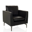 Fauteuil de salon BAVERO noir en similicuir avec pieds métalliques de hjh OFFICE