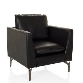 Fauteuil de salon BAVERO noir en similicuir avec pieds métalliques de hjh OFFICE