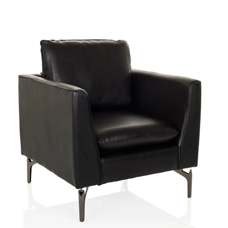 Fauteuil de salon BAVERO noir en similicuir avec pieds métalliques de hjh OFFICE