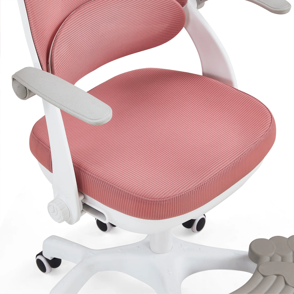 Assise et dossier roses rembourrés de la chaise pivotante pour des enfants Kiddy Smart Step avec structure blanche de hjh OFFICE
