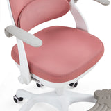 Assise et dossier roses rembourrés de la chaise pivotante pour des enfants Kiddy Smart Step avec structure blanche de hjh OFFICE