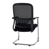 Chaise cantilever Ergomy Meet noire avec dossier en maille, accoudoirs et piétement luge chromé de hjh OFFICE