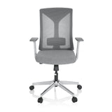 Siège de bureau de qualité professionnelle HALIFAX gris avec dossier en maille et base à cinq roulettes de hjh OFFICE – vue à 360° (vue de face 0°)