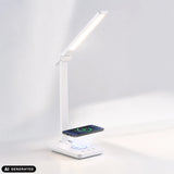 Lampe de bureau Lumanova D1 blanche avec station de charge intégrée de hjh OFFICE (image générée par IA)