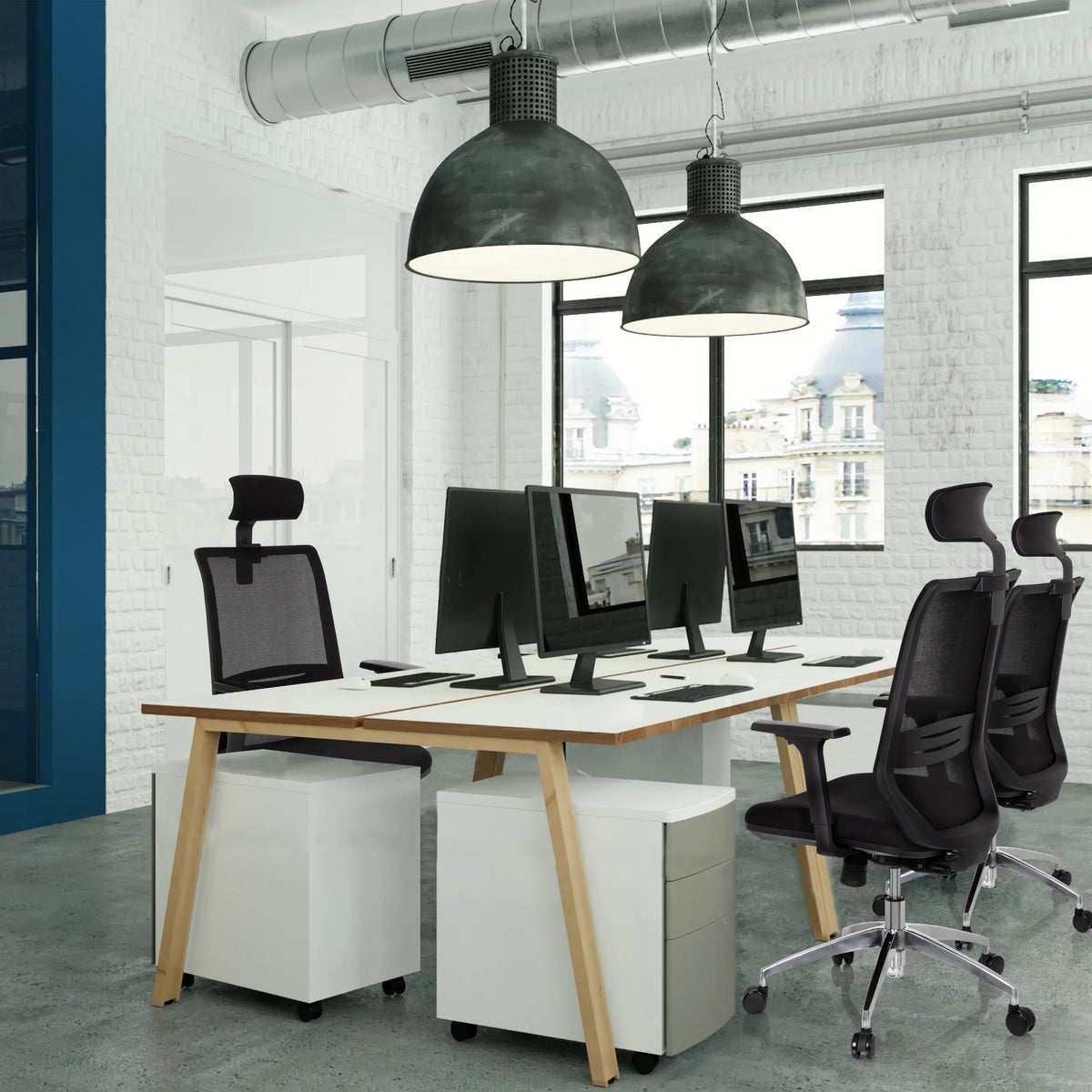 Siège de bureau de qualité professionnelle PROFONDO PRO en noir avec appui-tête et accoudoirs de hjh OFFICE