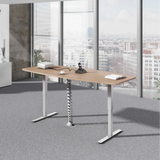Bureau à hauteur réglable électriquement XMST 22 G en chêne noueux avec pieds blancs de hjh OFFICE PRO