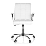 Siège de bureau à domicile ERNESTO blanc avec rembourrage capitonné et base à cinq roulettes de hjh OFFICE – vue à 360° (vue de face 0°)