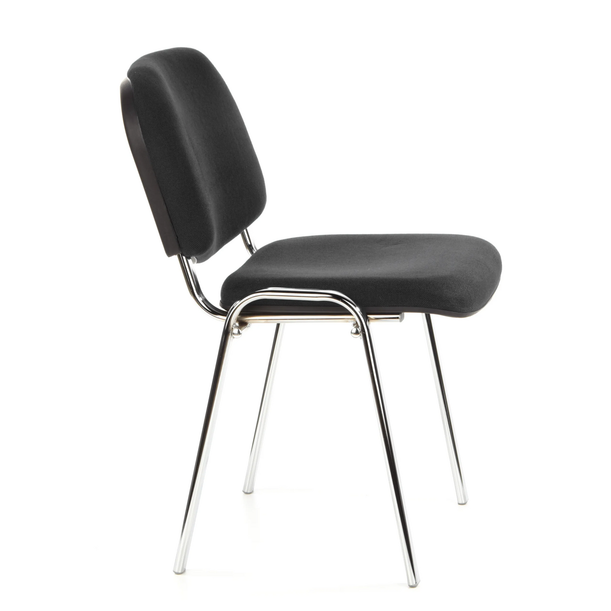 Chaise à quatre pieds XT 600 C noire avec assise et dossier rembourrés de hjh OFFICE – vue à 360° (vue de profil 80°)