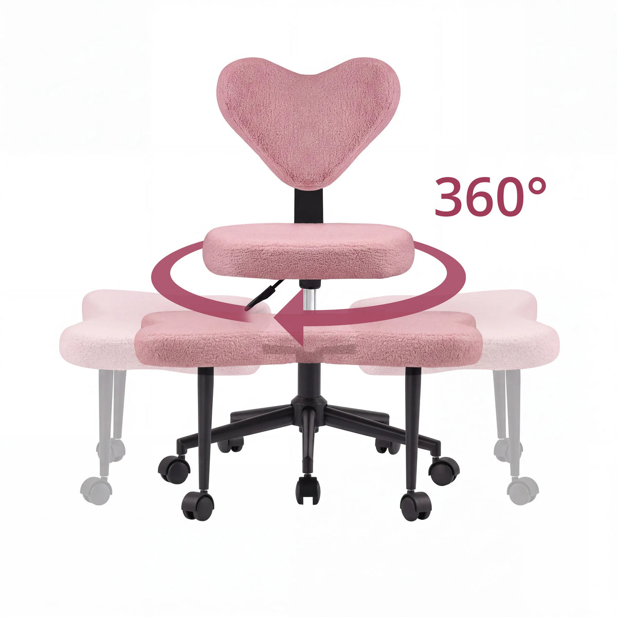 Fonction de rotation à 360 degrés de la chaise de méditation Asanasit rose avec dossier en forme de cœur de hjh LIVING