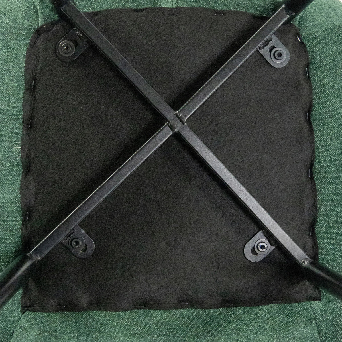 Dessous avec piètement en croix noir de la chaise de salle à manger ELARIS en pétrole de hjh LIVING