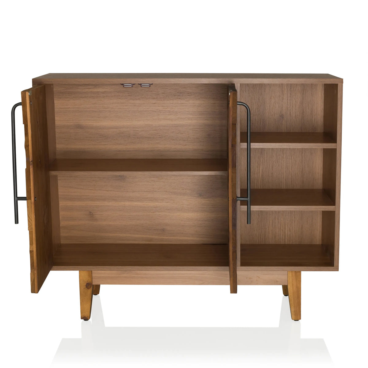 Compartiment ouvert avec étagères de la commode SANTJAGO WOOD L aspect bois foncé de hjh LIVING