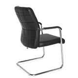 Chaise cantilever FLEXO V noire avec surpiqûres carrées et accoudoirs de hjh OFFICE – vue à 360° (vue de trois quarts arrière 120°)