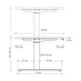 Dessin coté du bureau à réglage électrique en hauteur XDKB 12 G avec une hauteur de 64–129 cm de hjh OFFICE PRO