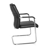 Chaise cantilever FLEXO V noire avec surpiqûres carrées et accoudoirs de hjh OFFICE – vue à 360° (vue de profil 100°)