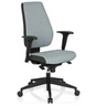 Profi-Bürostuhl PRO-TEC 500 mit grauer Polsterung, schwarzen Armlehnen und Rollenkreuz von hjh OFFICE