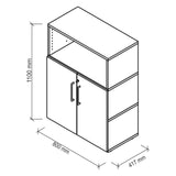 Dessin technique de l'armoire FlexWall de 1100 × 800 mm de hjh OFFICE PRO