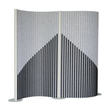 Cloison de séparation grise Flexmiut Wave avec motif à rayures graphiques et pieds de support de hjh OFFICE