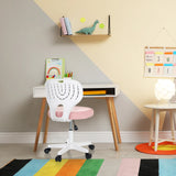 Chaise pivotante pour des enfants KIDDY TOP W avec dossier blanc et assise rose de hjh OFFICE