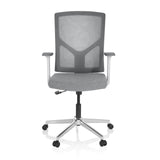 Siège de bureau à domicile BRETON BASE W gris avec dossier en maille et base à cinq roulettes de hjh OFFICE – vue à 360° (vue de face 0°)