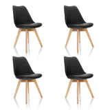 Lot de quatre chaises à coque SCANDI 4 noires avec pieds en bois clair de hjh OFFICE