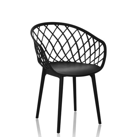 Chaise à coque BEGIO B noire avec dossier en grille et quatre pieds de hjh OFFICE