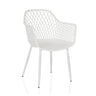 Weißer Outdoor-Stuhl BEGIO L mit gitterartiger Rückenlehne und Armlehnen von hjh LIVING