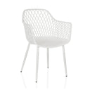 Chaise d'extérieur blanche BEGIO L avec dossier en grille et accoudoirs de hjh LIVING