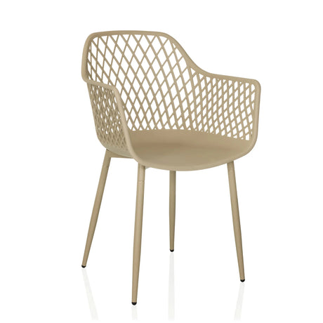 Chaise d'extérieur beige BEGIO L avec dossier en maille et quatre pieds de hjh LIVING