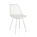 Chaise d'extérieur blanche BEGIO S avec dossier en grille et quatre pieds fins de hjh LIVING