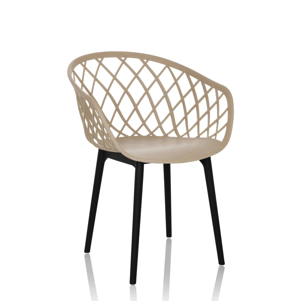 Chaise à coque BEGIO beige avec dossier en maille et pieds noirs de hjh OFFICE