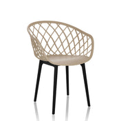 Chaise à coque BEGIO beige avec dossier en maille et pieds noirs de hjh OFFICE