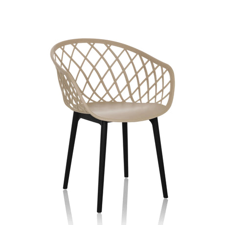 Chaise à coque BEGIO beige avec dossier en maille et pieds noirs de hjh OFFICE