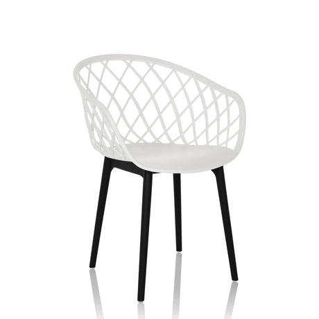 Chaise à coque BEGIO blanche avec dossier en maille et pieds noirs de hjh OFFICE