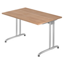 Bureau BELA 12 S aspect noyer avec structure métallique argentée de hjh OFFICE PRO