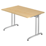 Bureau BELA 12 S aspect érable avec structure métallique argentée de hjh OFFICE PRO
